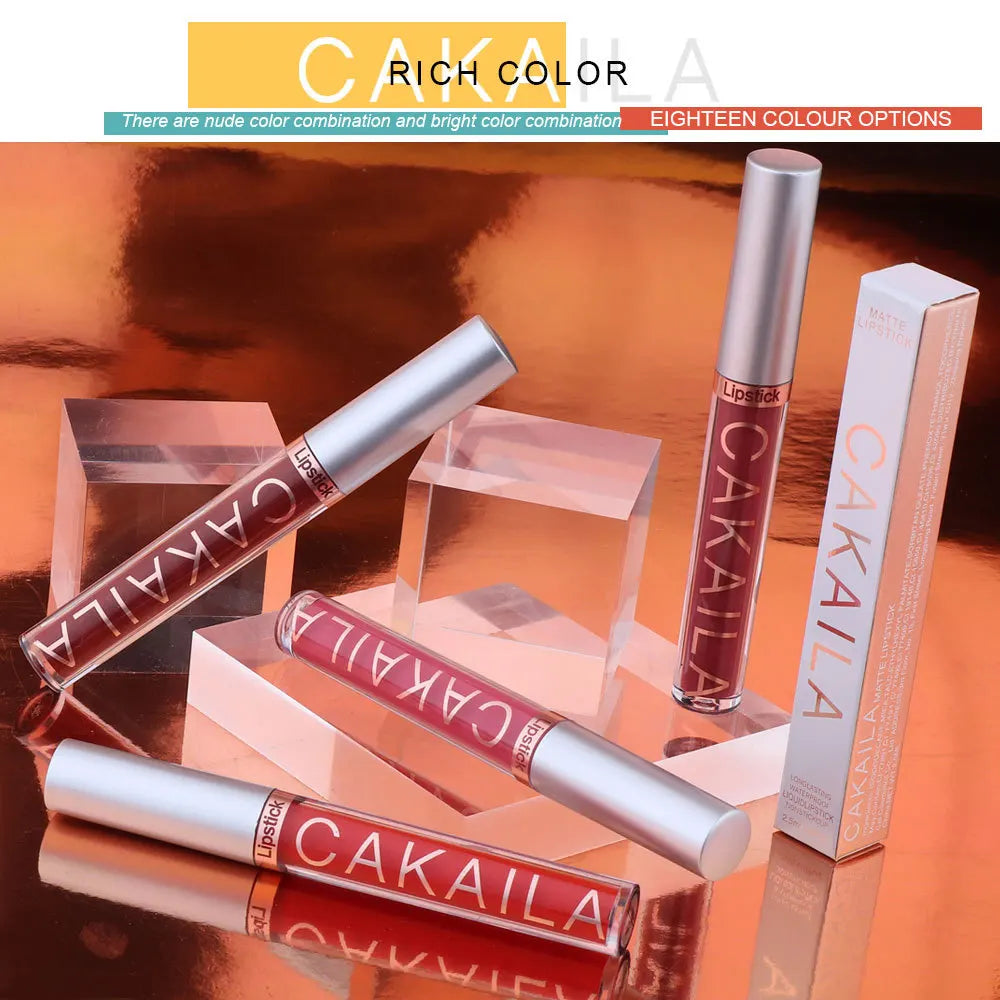 1PC Velvet Matte Lipstick Lip Gloss Light Red Liquid Lip Tint Cream Pigment Long Lasting Silky Texture Lips Women's Cosmetics - Tasawoq