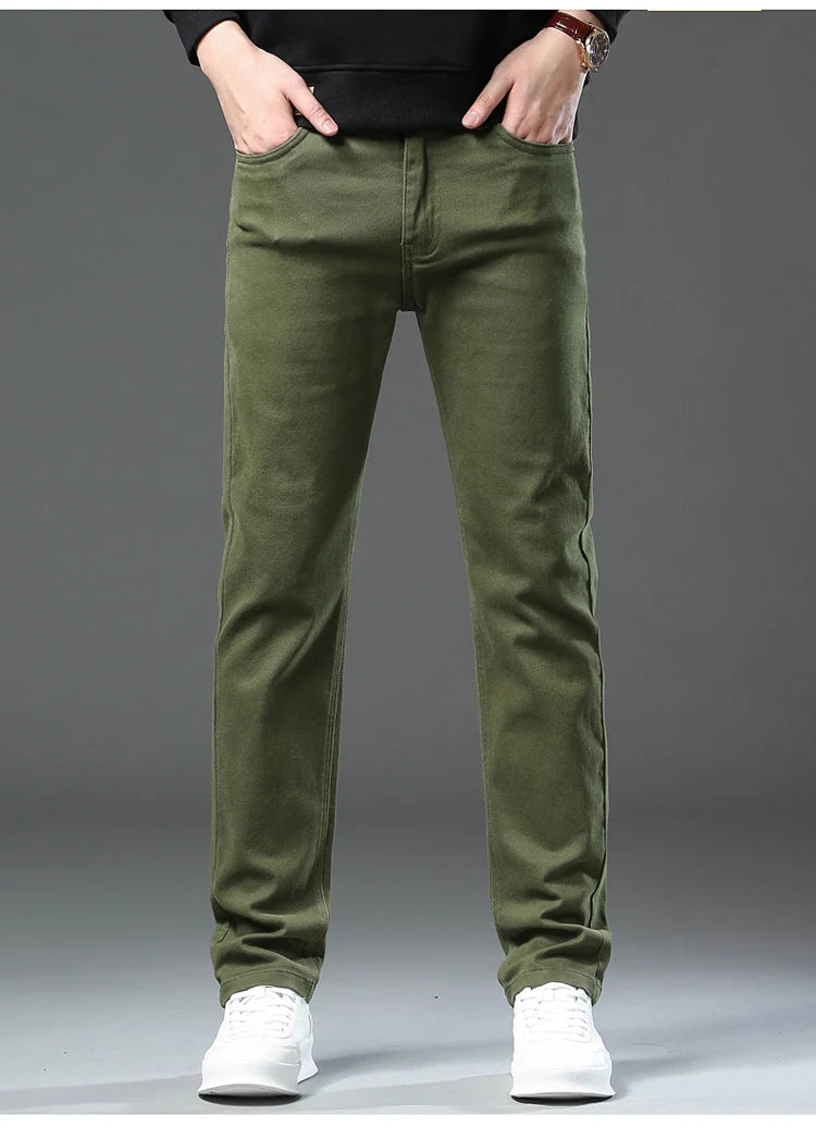 Fashion Loose Straight Business Casual Stretch Denim Pants Male Brand Trousers 3 Colors Plus Size Mens Clothing Slim Jeans 28-44 - Tasawoq