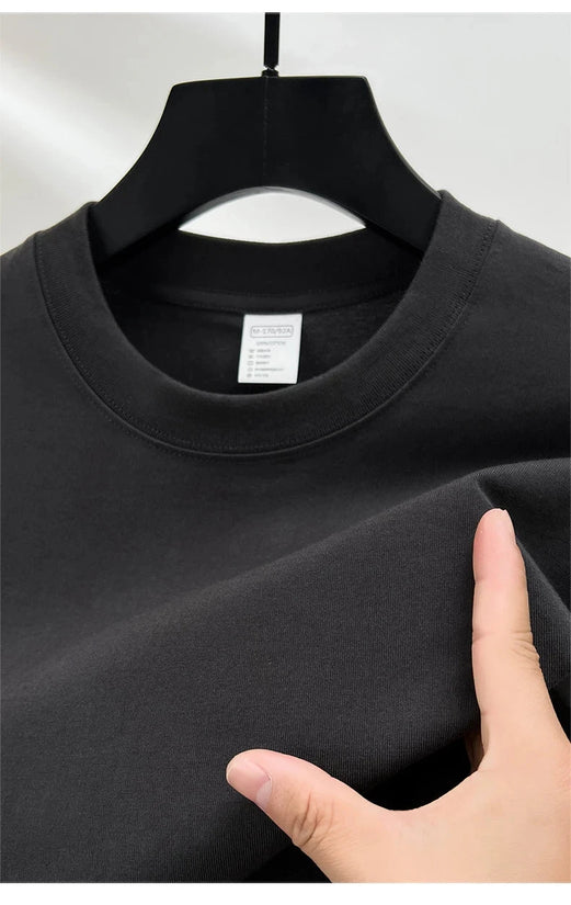 100% pure cotton summer high-end brand men's short sleeve round neck fashionable style half sleeved top breathable T-shirt - Tasawoq