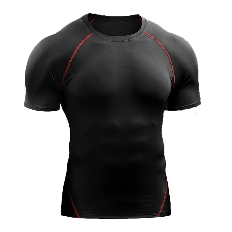 2024 Compression T Shirt Men Summer Sportswear Running T-shirt Elastic Quick Dry Sport Tops Tee Athletic Gym Workout Shirts Men - Tasawoq