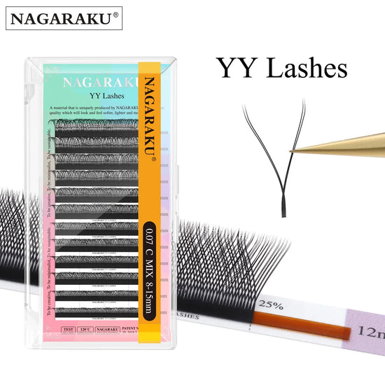 NAGARAKU YY Shape Double/Three Split Tips Triple Top Interlaced Root Eyelash Extensions Eyelashes - Tasawoq