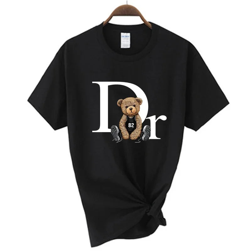 Luxury Brand Cute Bear Print Women T-shirt Tshirt Summer Graphic Fashion Female T Shirts Woman Clothing Free Shipping - Tasawoq