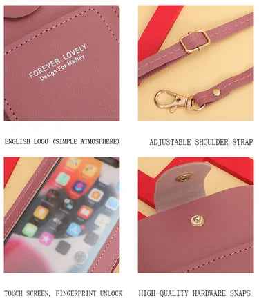 Women Bags Soft Leather Wallets Touch Screen Cell Phone Purse Crossbody Shoulder Strap Handbag for Female Cheap Women's Bags - Tasawoq