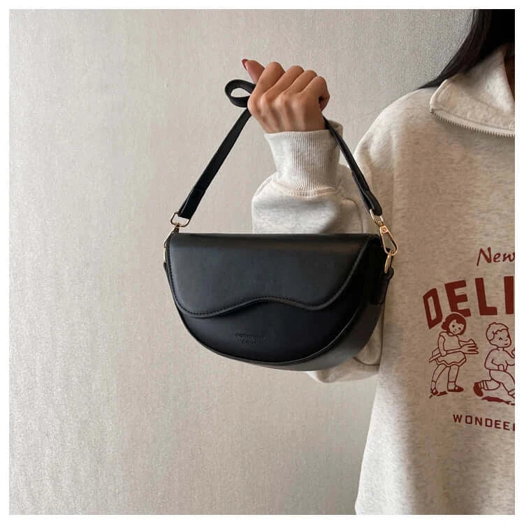 Small Leather Saddle Armpit Bags for Women Summer Chain Shoulder Crossbody Bag Ladies Vintage Underarm Handbags Woman bolsa - Tasawoq