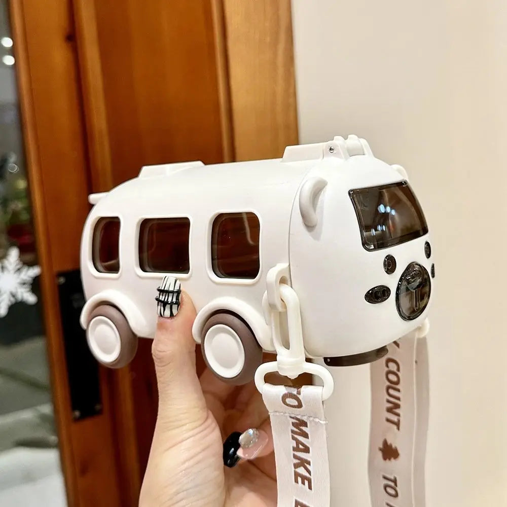 Cartoon Bus Straw Cup Cute Large Capacity Outdoors Car Water Cup Children Drinkware Bounce Straw Kettle