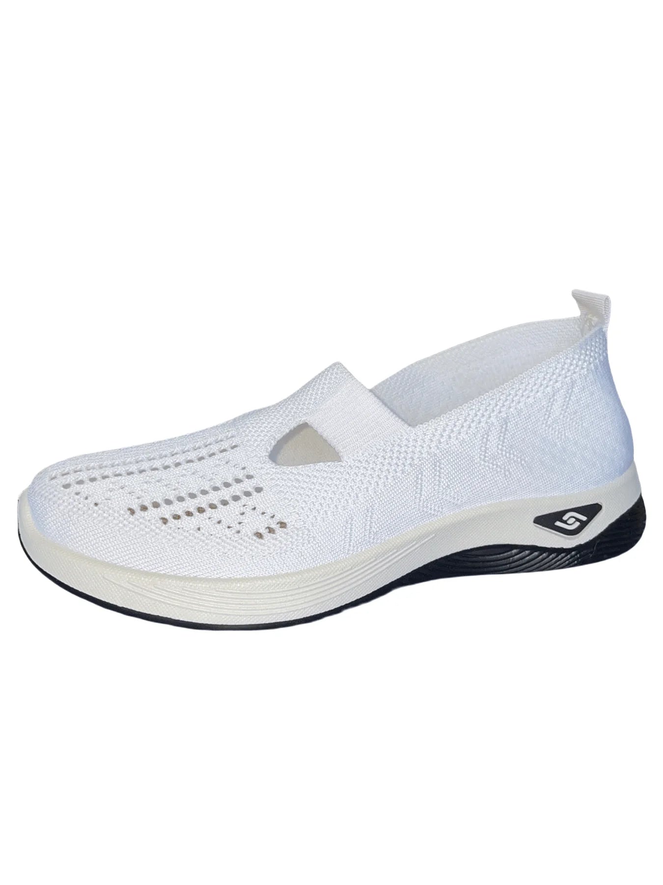Women's Solid Color Breathable Sneakers, Soft Sole Lightweight Slip On Walking Shoes, Low-top Knitted Casual Shoes - Tasawoq