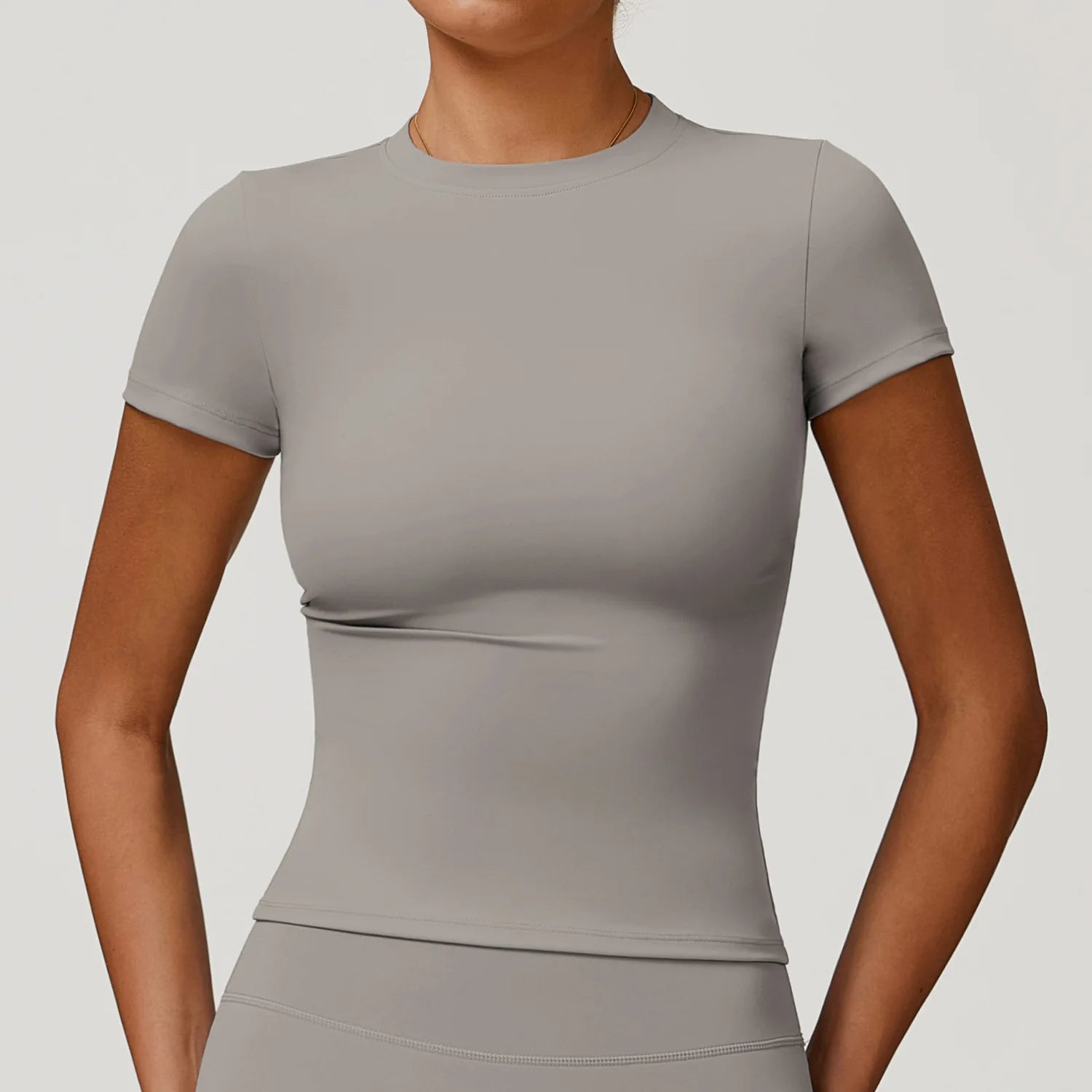 NCLAGEN Women Running Sports T Shirt Summer Short Sleeve Round Neck Breathable Stretchy GYM Yoga Slim Fitness Active Top Tee - Tasawoq