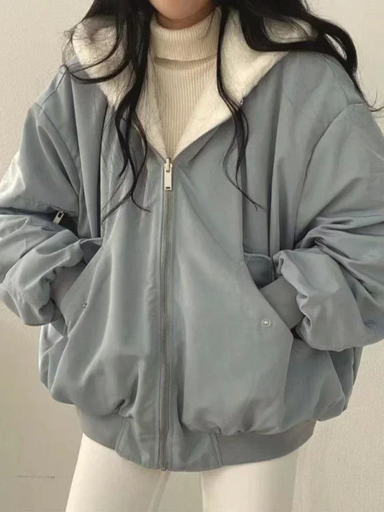 New Jackets for Women Thick Warm Parkas Oversized Double Sided Hooded Coat Korean Fashion Casual Loose Zip Up Jackets Coat Women - Tasawoq