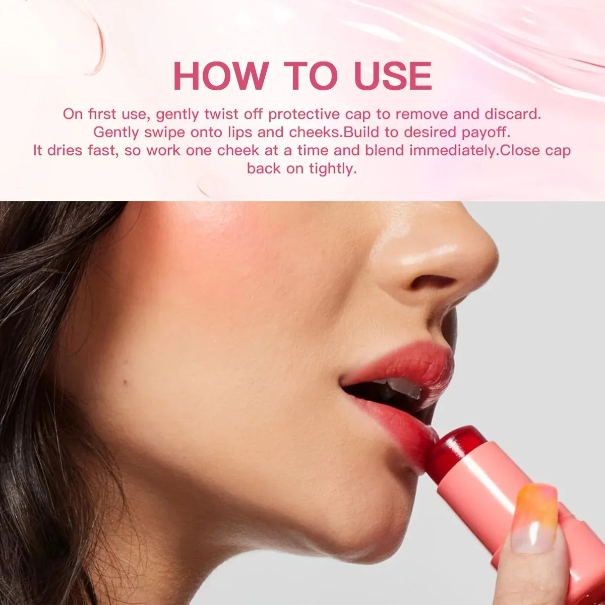 4 Colors Jelly Blush Stick Lip Balm Eyeshadow 3-in-1 Multi-Use Matte Blush Moisturize Brighten Lip Gloss - Tasawoq