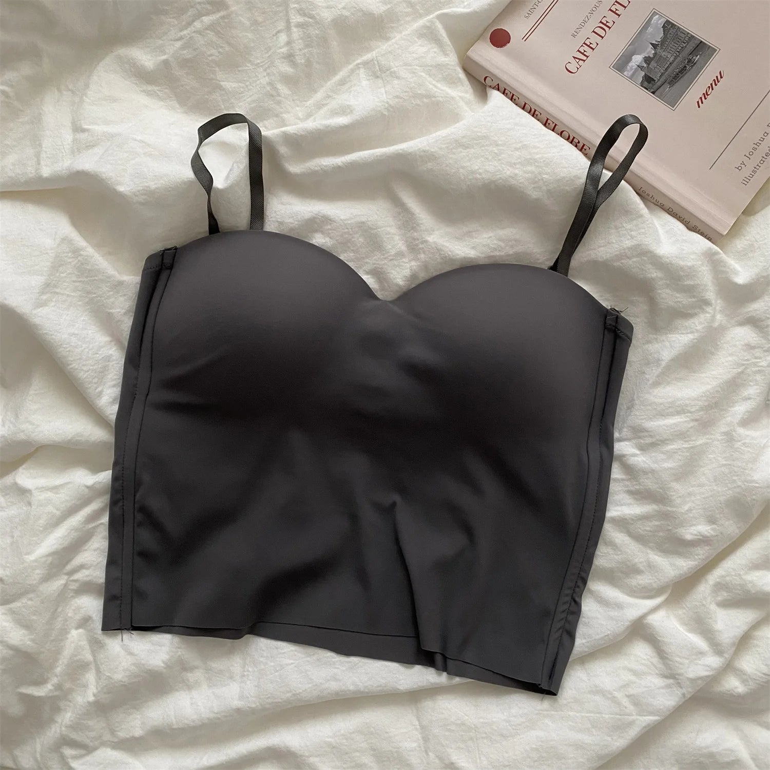 1pc Popular Cool Solid Knitted Yoga Gym Tank Top Bra Seamless Skin-Friendly U-Back Vest with Fixed Chest Pad Suspender for Women - Tasawoq