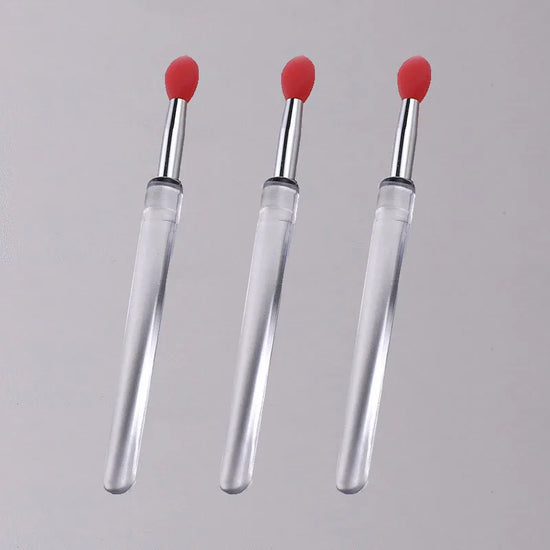 1/3/5pcs Flat Silicone Applicator Sticks Reusable Lip Brush With Cover For Dust Prevention Silicone Nail Powder Applying Tools - Tasawoq