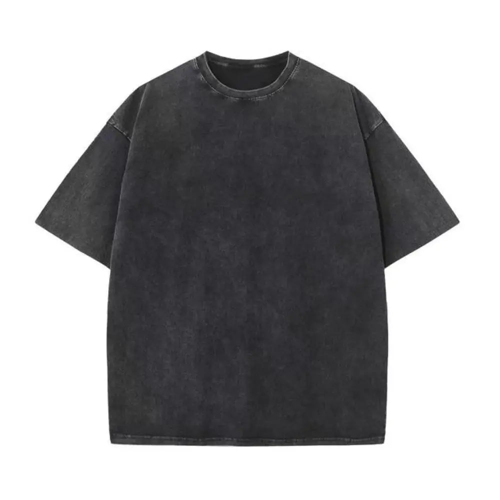 230G Cotton Retro T-shirt Drop-shoulder Sleeve Men Women Vintage Short-sleeve T Shirts Solid Color Hip Hop Loose Tees - Tasawoq