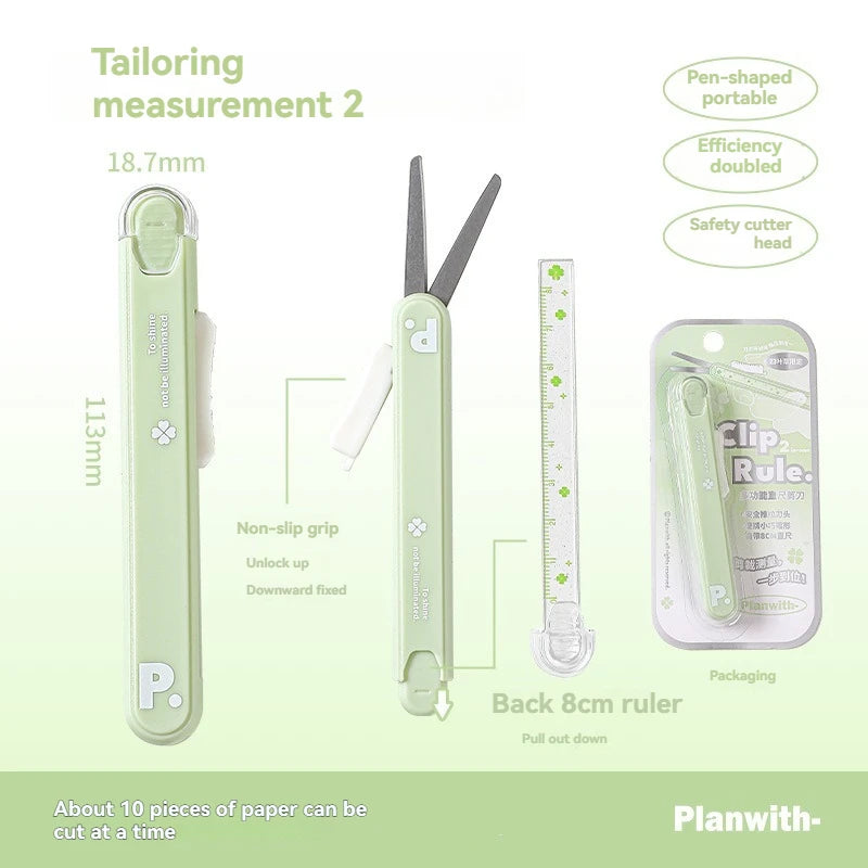 1pc Mini Portable Scissors Paper Cutter Knife 2 In 1 Multifunctional Pocket Pen Shape Scrapbooking Carving Cutting Art Tools