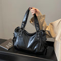 1 Piece Women's Pure Color Pu Retro Large Capacity Shoulder Tote Bag - Tasawoq