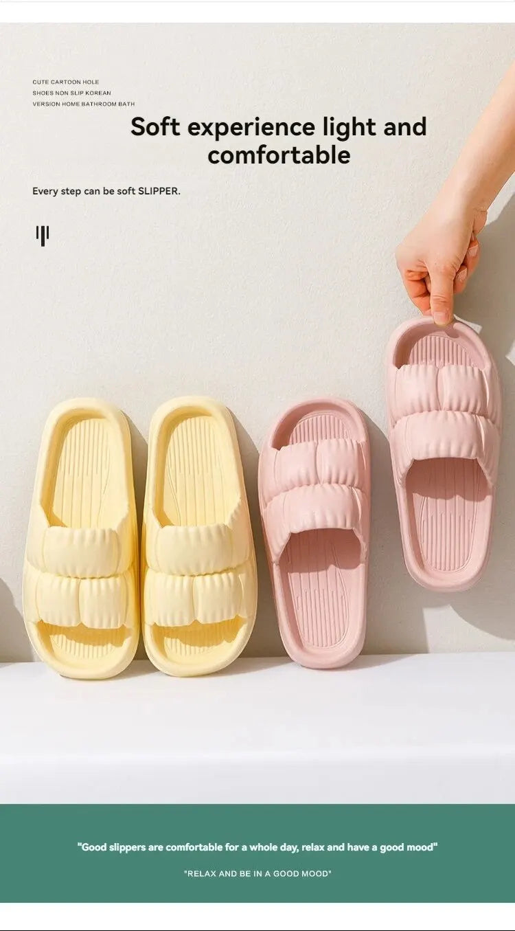 Soft Bottom Slippers for Women Home Bathroom Home Bath Non-slip Couple Summer Sandals for Men Summer Wear Comfortable - Tasawoq