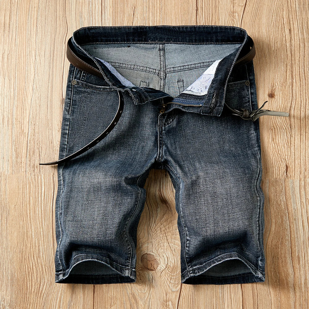 Summer Shorts Jeans Men Denim Pants Stretch Dark Blue Fashion Design Men's Jeans Slim Straight Male Short Jeans Hombre - Tasawoq