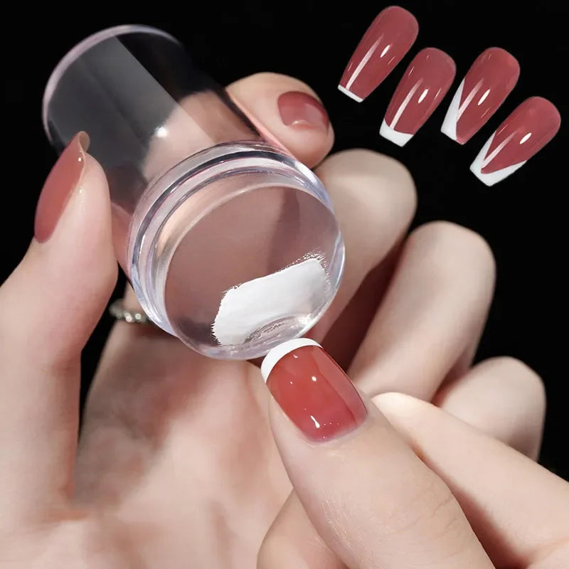 Nail Stamping Plates Pure Clear Jelly Nails Art Stamper Scraper Set Print Silicone Marshmallow Design Manicure Accessories Tool - Tasawoq