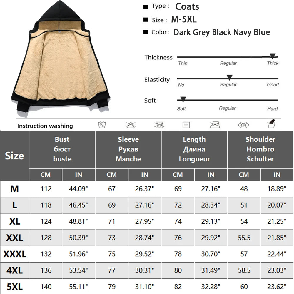 Winter Lambswool Coats Thicken Warm Jackets Long Sleeve Zipper Hoodies Casual Sports Fleece Black Coat Hooded Men Women Jacket - Tasawoq