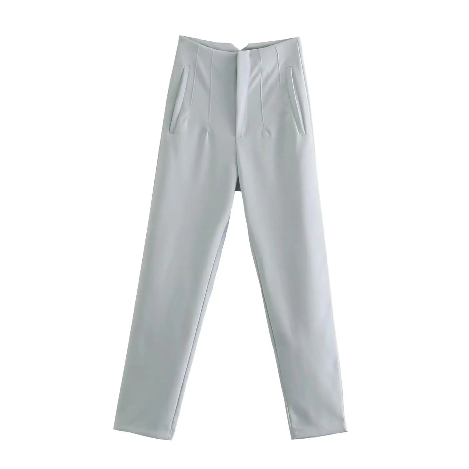 Willshela Women Fashion Straight Pants High Waist Front Zipper Trousers Vintage Full Length Female Chic Lady - Tasawoq