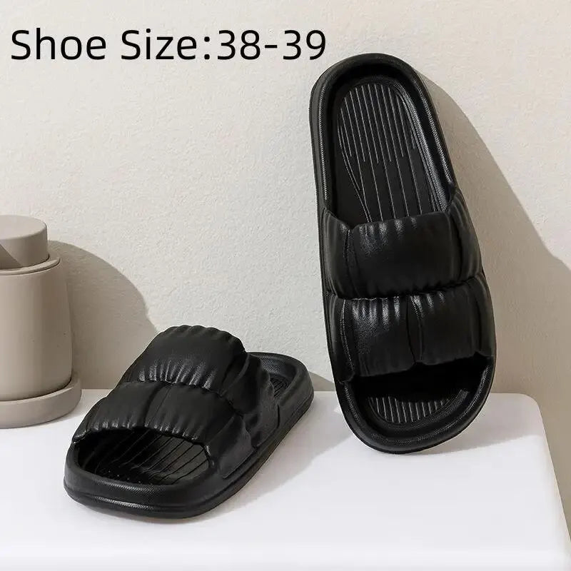 Soft Bottom Slippers for Women Home Bathroom Home Bath Non-slip Couple Summer Sandals for Men Summer Wear Comfortable - Tasawoq