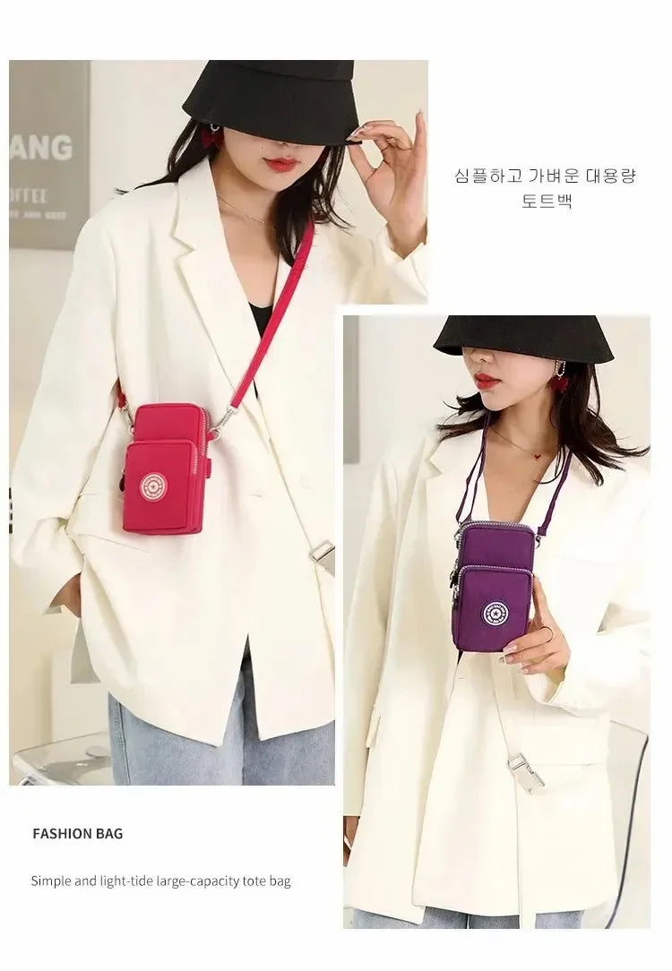 Portable Shoulder Bags Nylon Waterproof Women Mobile Phone Bags Mini Female Messenger Purse Lady Wallet Female CrossBody Bag - Tasawoq