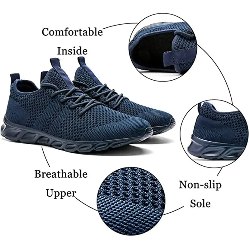 Men Casual Sport Shoes Light Sneakers White Outdoor Breathable Mesh Black Running Shoes Athletic Jogging Tennis Shoes - Tasawoq