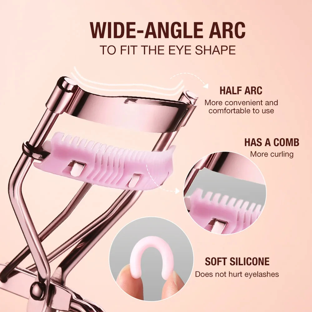 Professional Rose Gold Eyelash Curler Eyelash Cosmetics Makeup Tools Ladies Accessories Quick Styling Compact Portable - Tasawoq