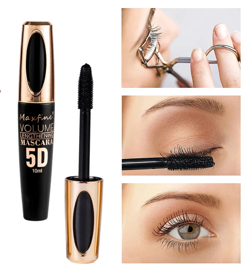 5D Silk Mascara with Big Eyes, Strong and Lasting Black Content and Length, Waterproof and Non-caking, and Prolonged Mascara. - Tasawoq