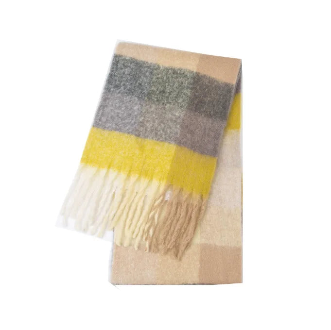 2025 Winter Thick Warm Scarf Women Cashmere Shawl and Wraps Pashmina Neckerchief Bufanda Female Rainbow Hairy Tessel Echarpe New - Tasawoq