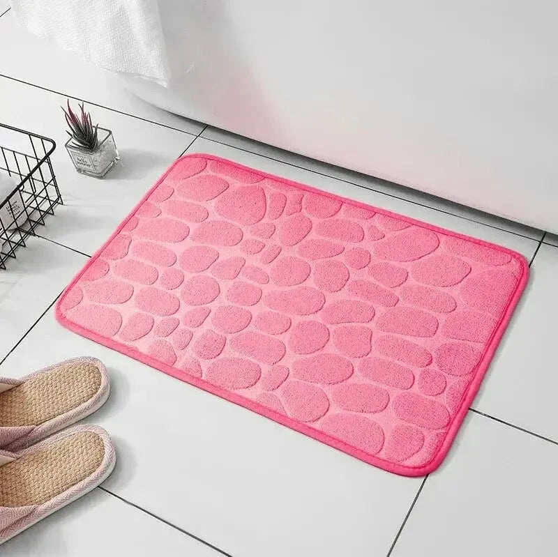 1pc embossed fiber carpet, bathroom living room anti slip mat, pebble floor mat, household items - Tasawoq