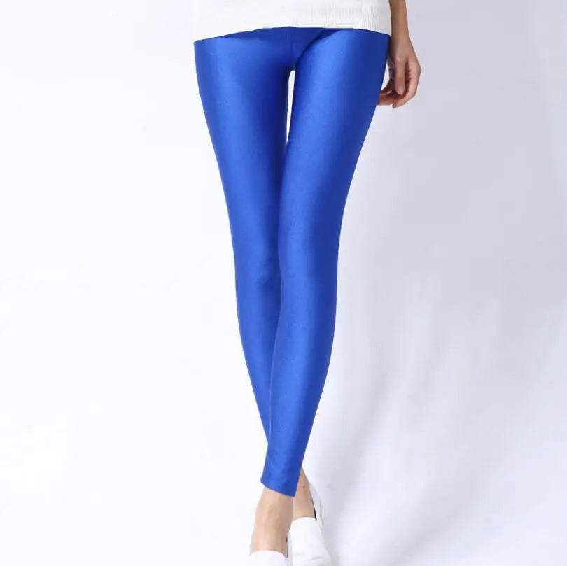 New Spring Solid Candy Neon Leggings for Women High Stretched Female Legging Pants Girl Clothing Leggins Plug Size - Tasawoq