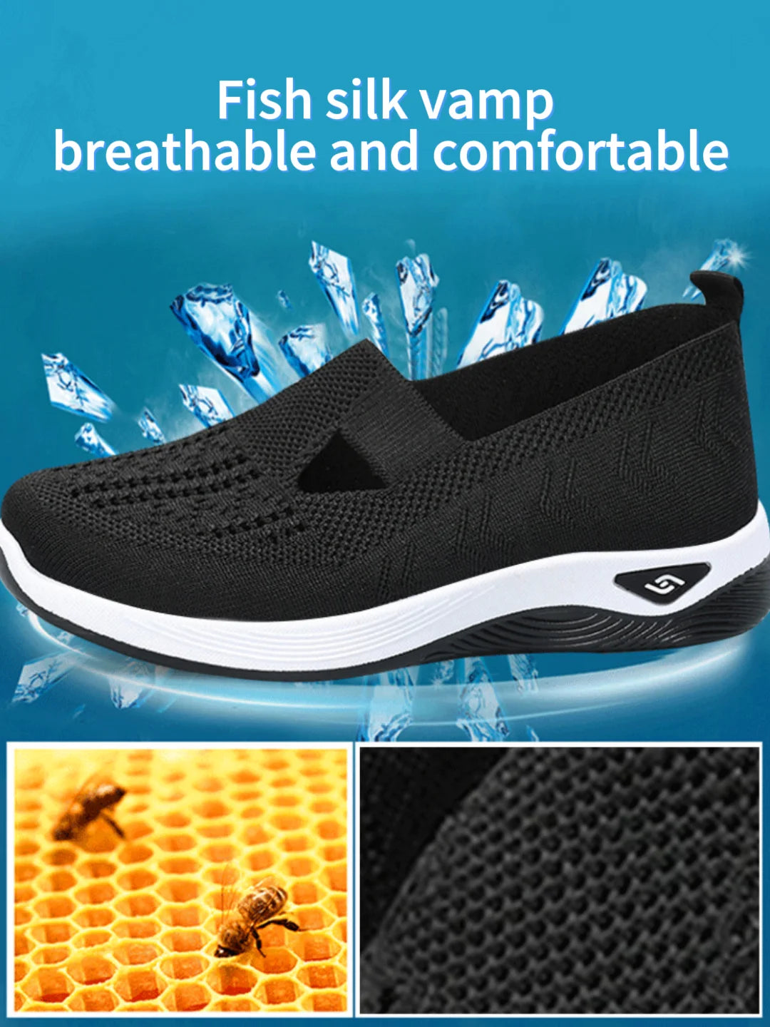 Women's Solid Color Breathable Sneakers, Soft Sole Lightweight Slip On Walking Shoes, Low-top Knitted Casual Shoes - Tasawoq