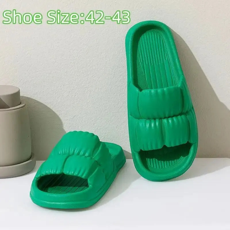 Soft Bottom Slippers for Women Home Bathroom Home Bath Non-slip Couple Summer Sandals for Men Summer Wear Comfortable - Tasawoq
