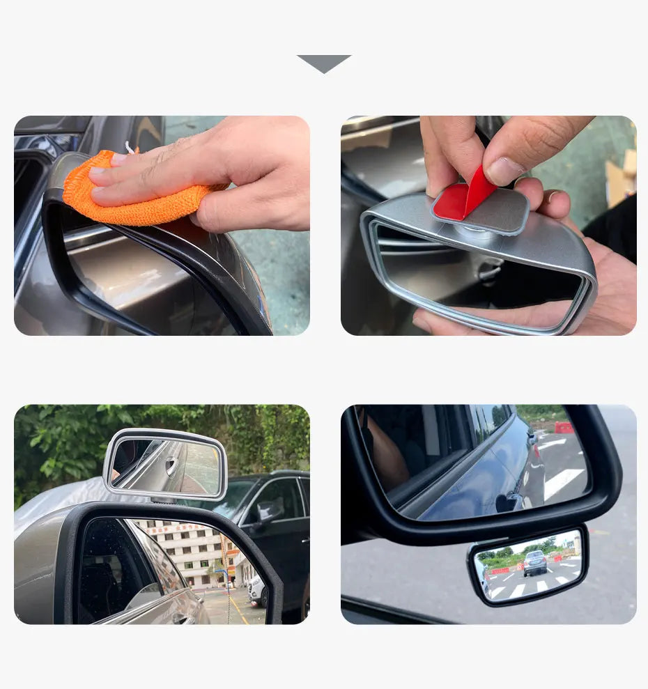 SEAMETAL Universal Car Mirror Auxiliary Rear View Mirror Wide Angle Side Rear Mirrors Reverse Blind Spot 360 Degree Adjustable