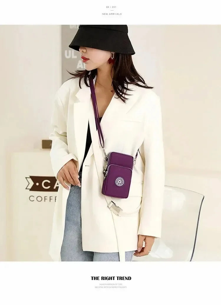 Portable Shoulder Bags Nylon Waterproof Women Mobile Phone Bags Mini Female Messenger Purse Lady Wallet Female CrossBody Bag - Tasawoq