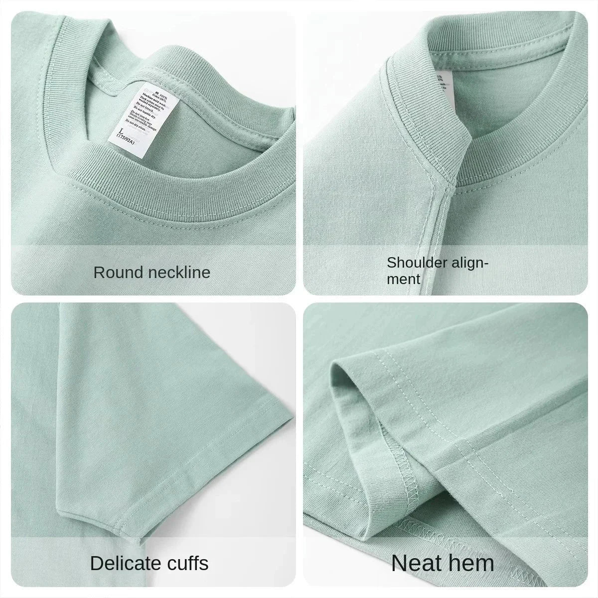 Summer Cotton Heavy Duty 300grams American Pure Cotton Short Sleeves T-shirt Men Casual Base Top Oversized T Shirt - Tasawoq