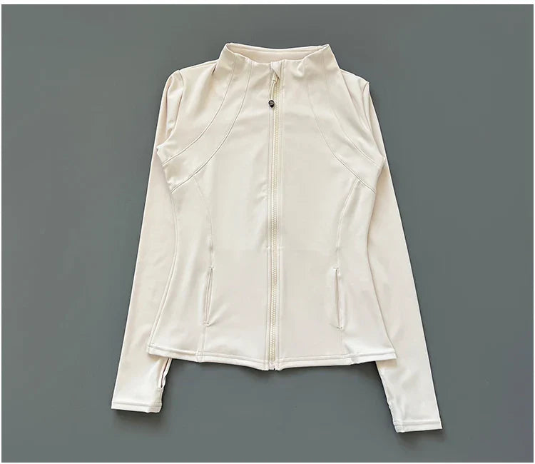 Quick Dry Stand Up Collar Fitness Jacket For Women Slim-Fit Zipper Yoga Wear Long Sleeve Breathable Running Sports Cycling Top - Tasawoq