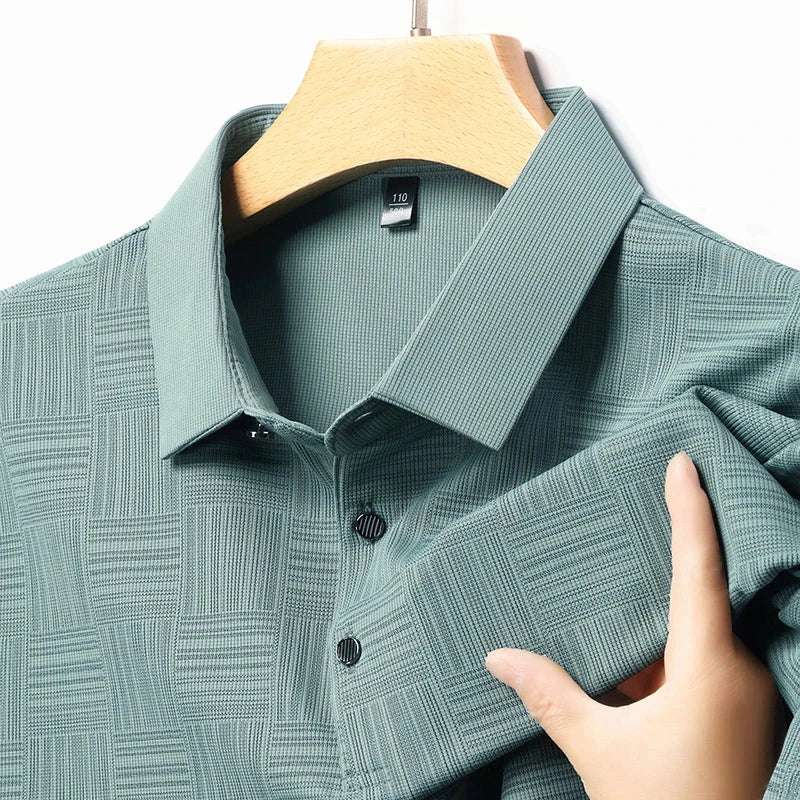 2024 Men's New Printed Business Casual Short sleeved POLO Shirt Fashion Short sleeved Comfortable and Breathable Top - Tasawoq