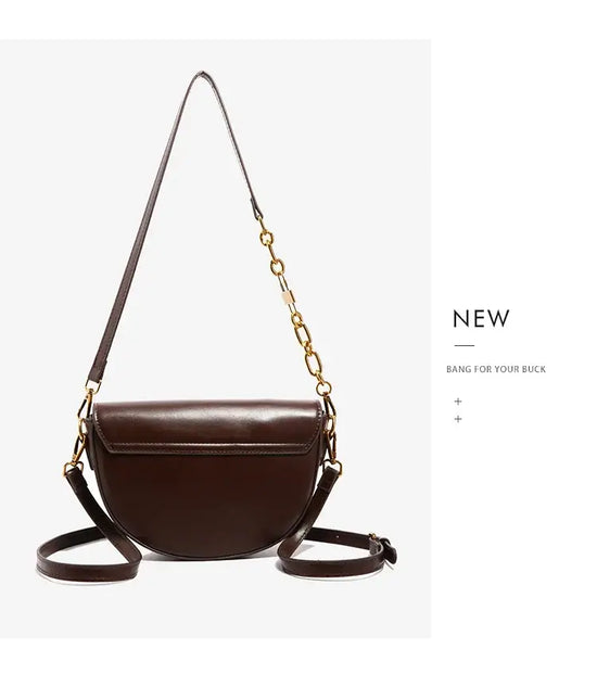 Small Leather Saddle Armpit Bags for Women Summer Chain Shoulder Crossbody Bag Ladies Vintage Underarm Handbags Woman bolsa - Tasawoq
