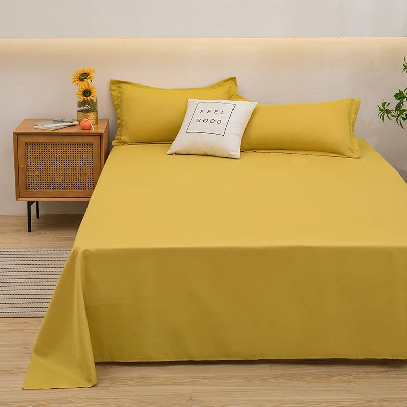One Solid Color Simple Sheet Machine Washable Single Double Bed Linen Student Dormitory Sheet (pillowcase Not Included)