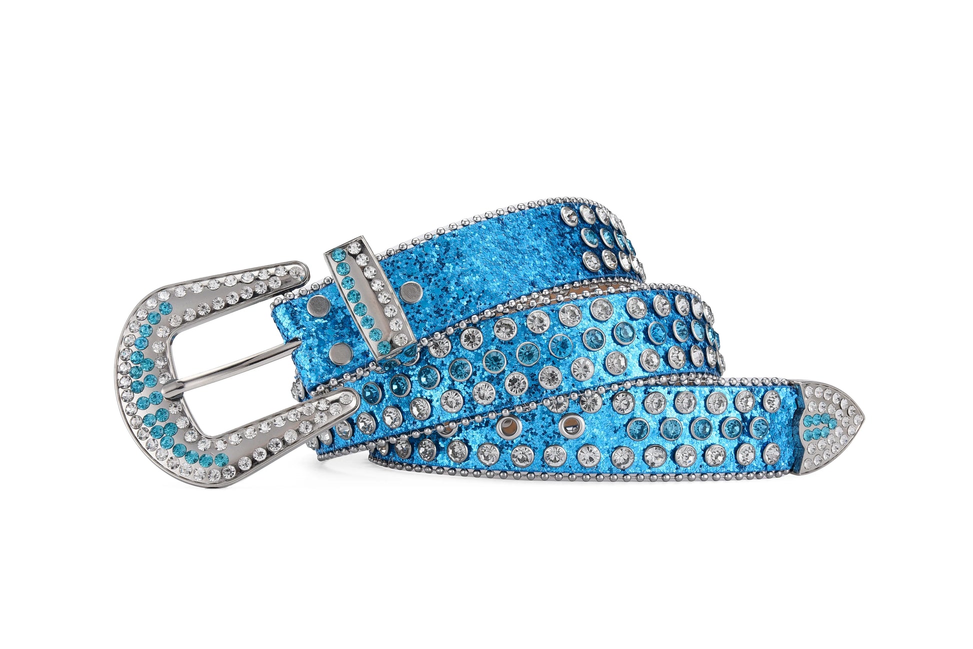 Men's Jeans Rhinestone Large Size Belt Women's Belt Western Denim Shiny Rivet Design Leather HipHop Punk Rock Y2K Style Belt - Tasawoq