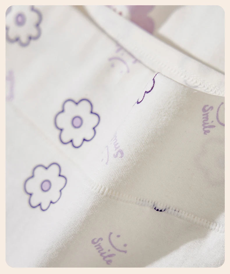 4Pcs/Set Cotton Panties Women High Waist Slimming Underwear Cute Print Young Girls Briefs Plus Size M-4XL Soft Female Lingerie - Tasawoq