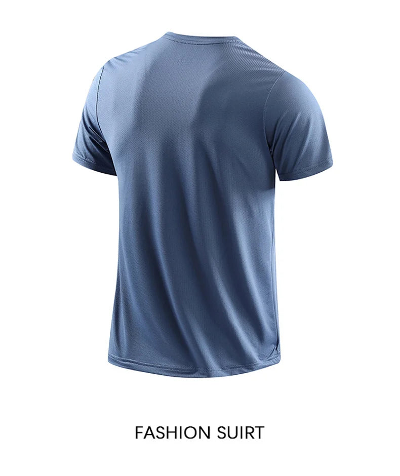 CHRLCK Men's Running Quick Drying T-shirts Breathable Hiking Fishing Tees Soft Elasticity Outdoor Sports Short Shirt Summer - Tasawoq
