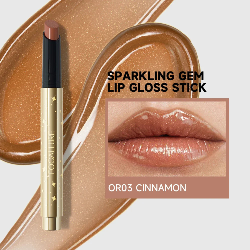 FOCALLURE Pearlescent Lip Glosses Stick Moisturizing Long Lasting Sexy Sparkling Lip Balms Shimmer Lipstick Pen Makeup Cosmetics - Tasawoq