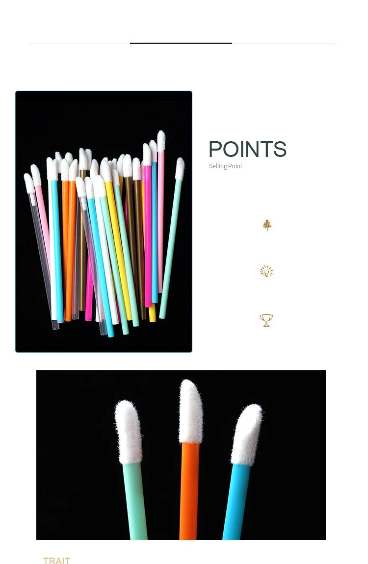 50 Pcs Disposable Lip Brush Makeup Tools Hollow Lip Wands Nylon Lip Gloss Stick Applicator Lipstick Wands Set Cosmetic Tools - Tasawoq