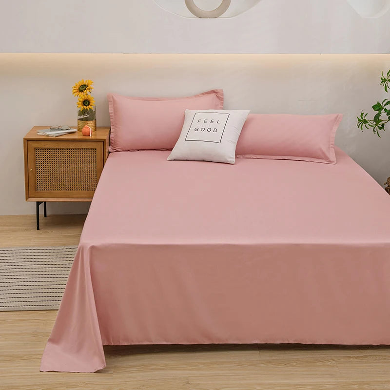 One Solid Color Simple Sheet Machine Washable Single Double Bed Linen Student Dormitory Sheet (pillowcase Not Included)