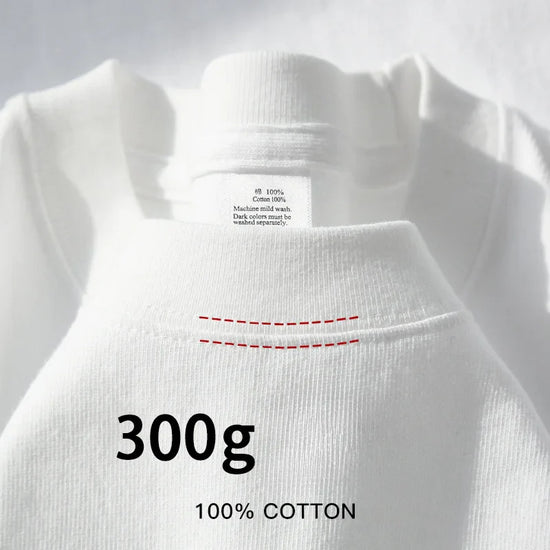 Summer Cotton Heavy Duty 300grams American Pure Cotton Short Sleeves T-shirt Men Casual Base Top Oversized T Shirt - Tasawoq