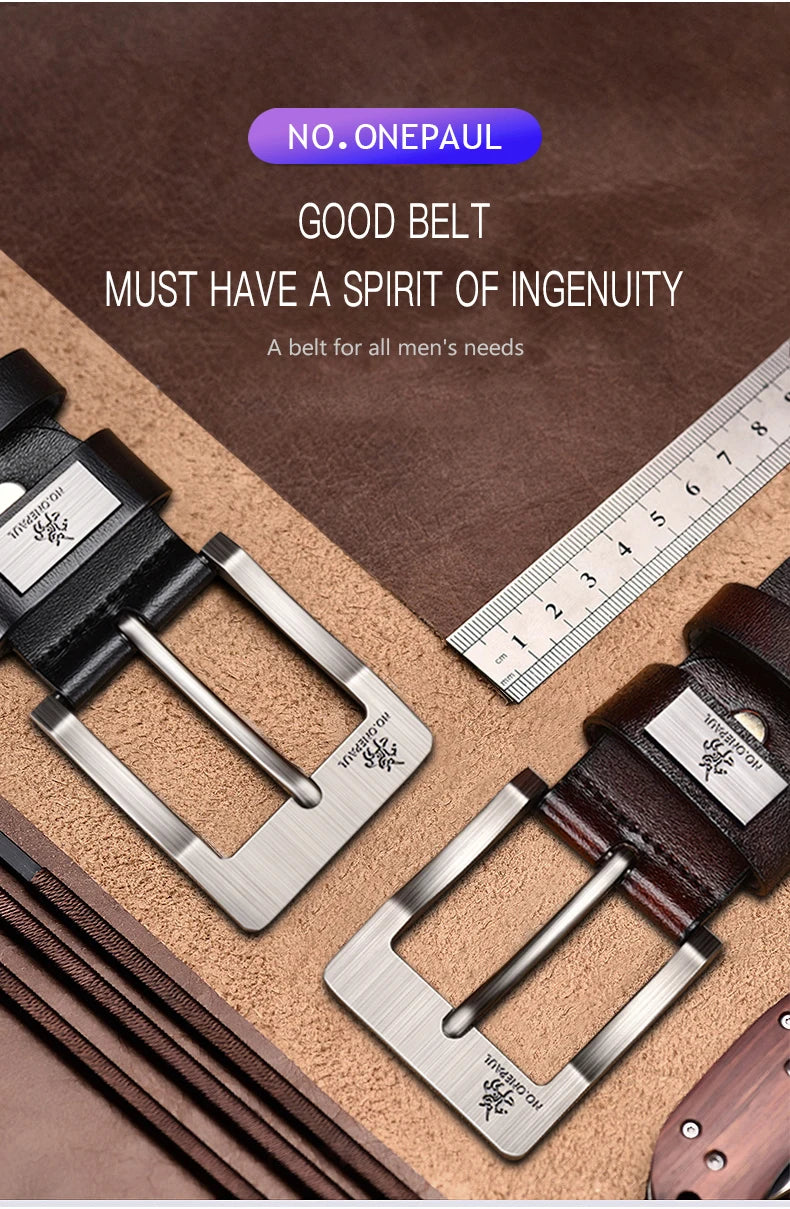 New Trend Men's High Quality Buckle Jeans Cowhide Casual Belt Business Denim Belt Men's Fashion Designer - Tasawoq