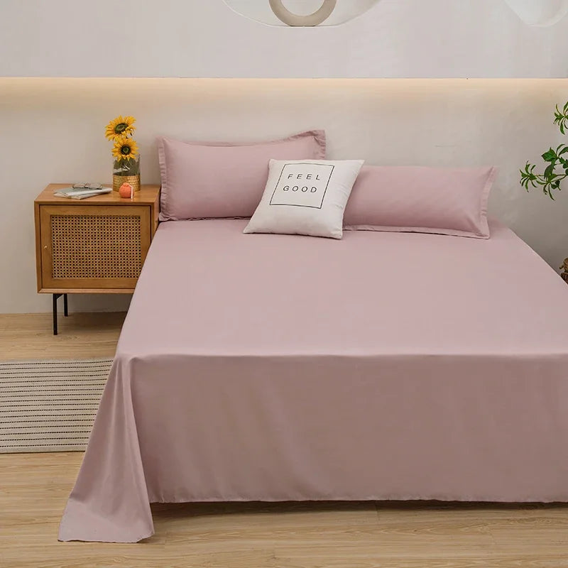 One Solid Color Simple Sheet Machine Washable Single Double Bed Linen Student Dormitory Sheet (pillowcase Not Included)