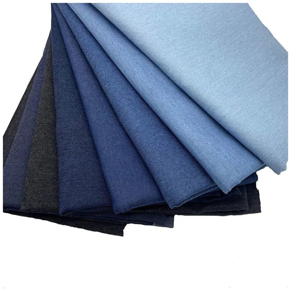 Vintage Cotton Blue Denim Fabric Light Thin Soft Cloth for DIY Dolls Clothing Jeans Dress Bag Cap Apron Crafts Manual Material - Tasawoq